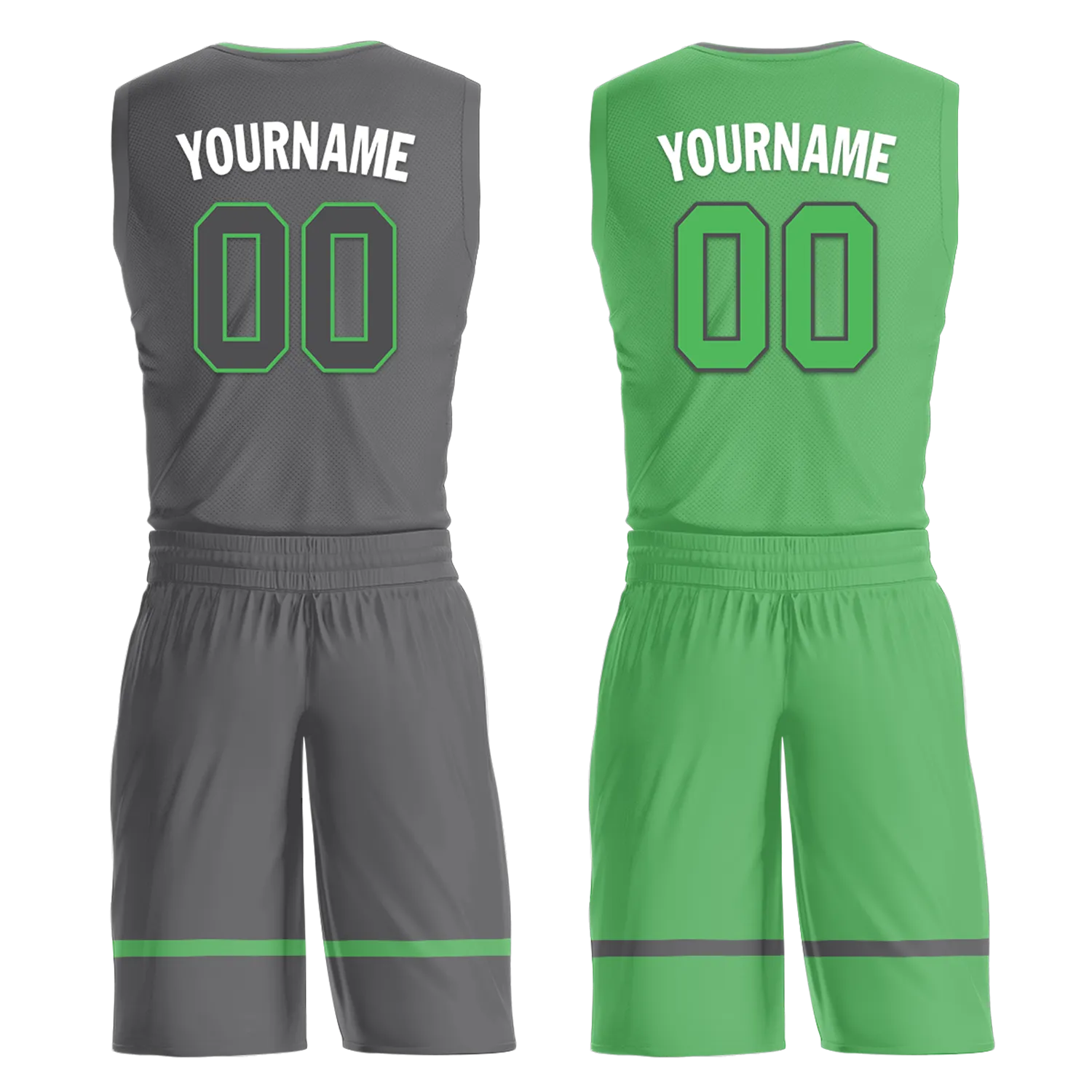 Custom Gray Green Classic Style Reversible Basketball Uniform Personalized Ordinary BBJR-D017046