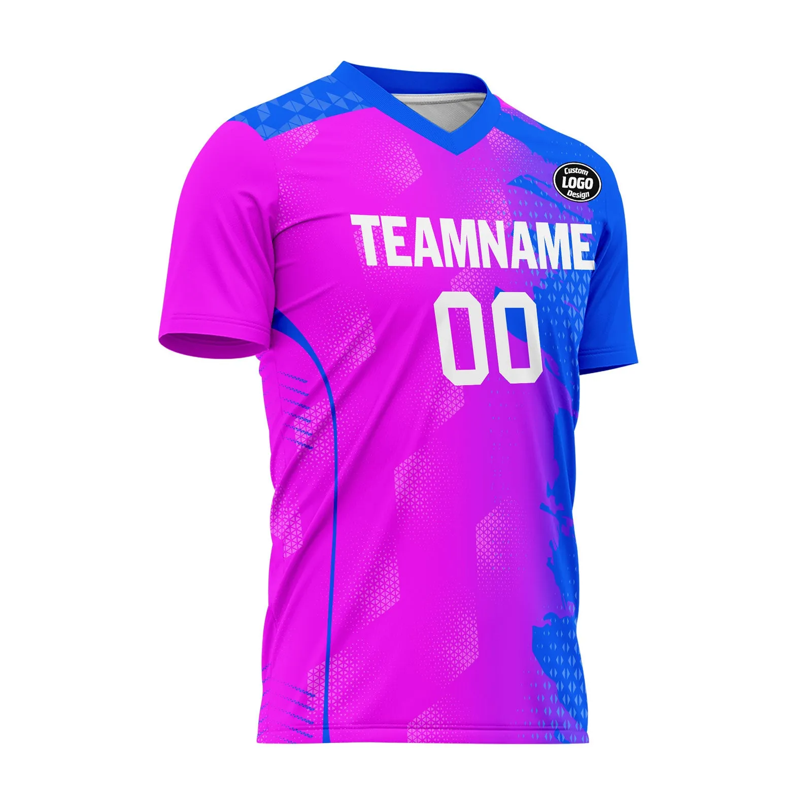Custom Pink Blue Soccer Sets Jersey Personalized SCJ101-D020210-7