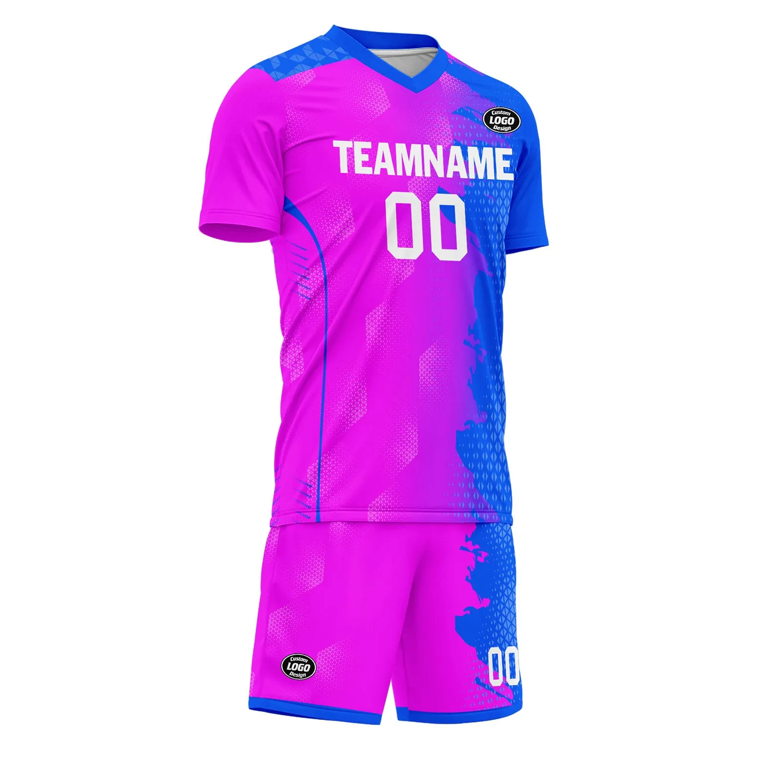 Custom Pink Blue Soccer Sets Jersey Personalized SCJ101-D020210-7