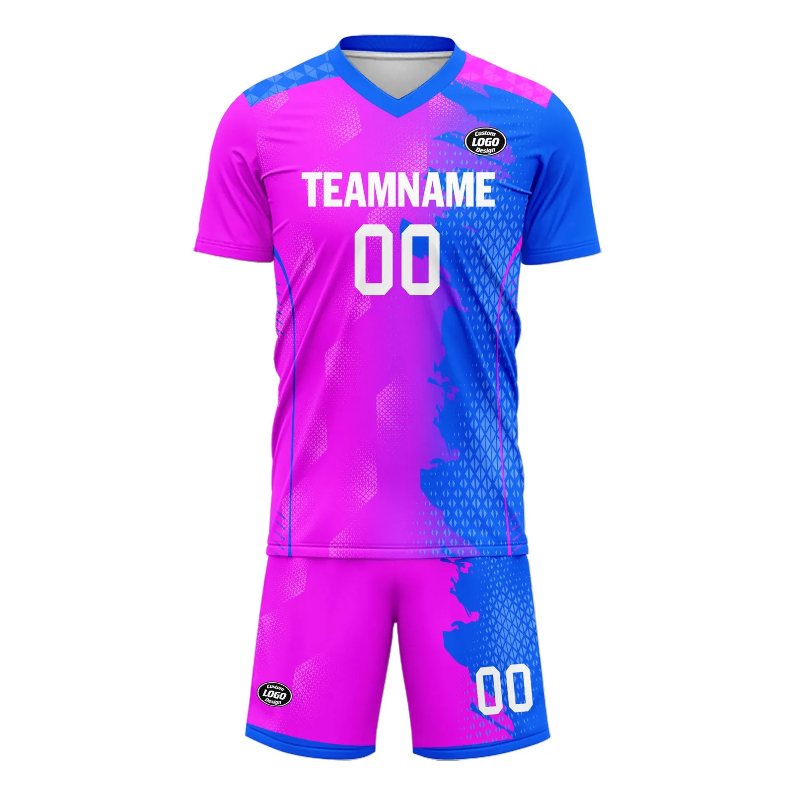 Custom Pink Blue Soccer Sets Jersey Personalized SCJ101-D020210-7