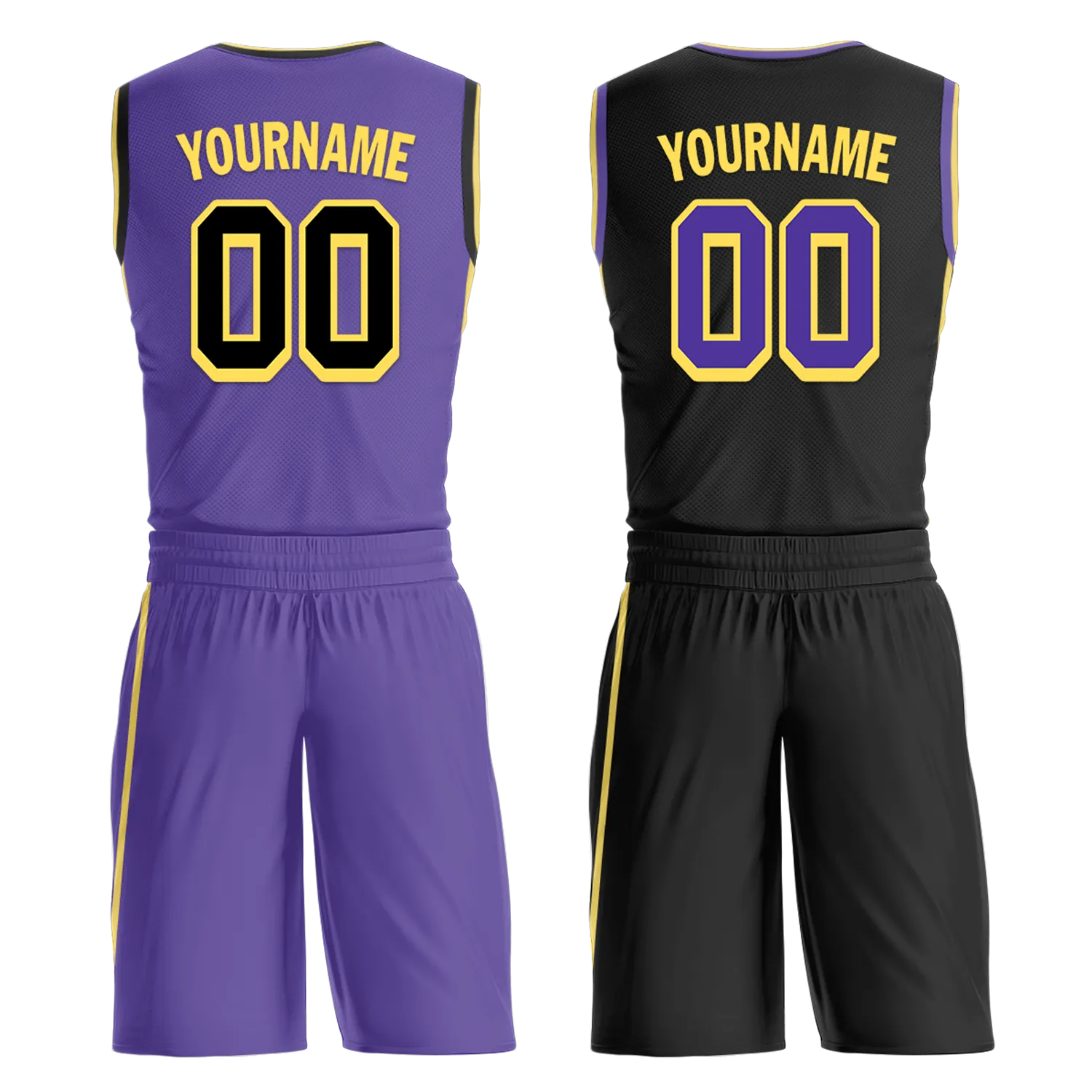 Custom Purple Black Classic Style Reversible Basketball Uniform Personalized BBJR-D017033