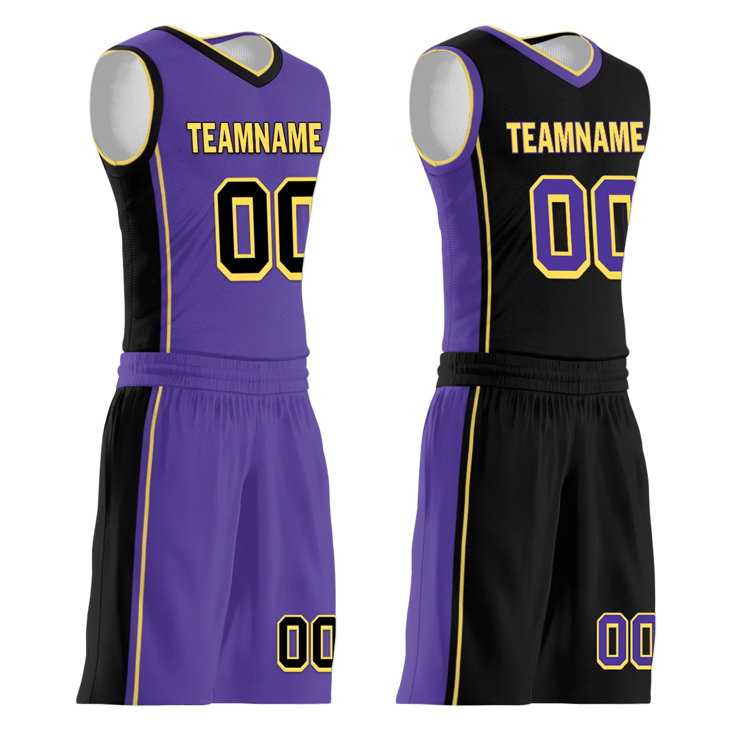 Custom Purple Black Classic Style Reversible Basketball Uniform Personalized BBJR-D017033