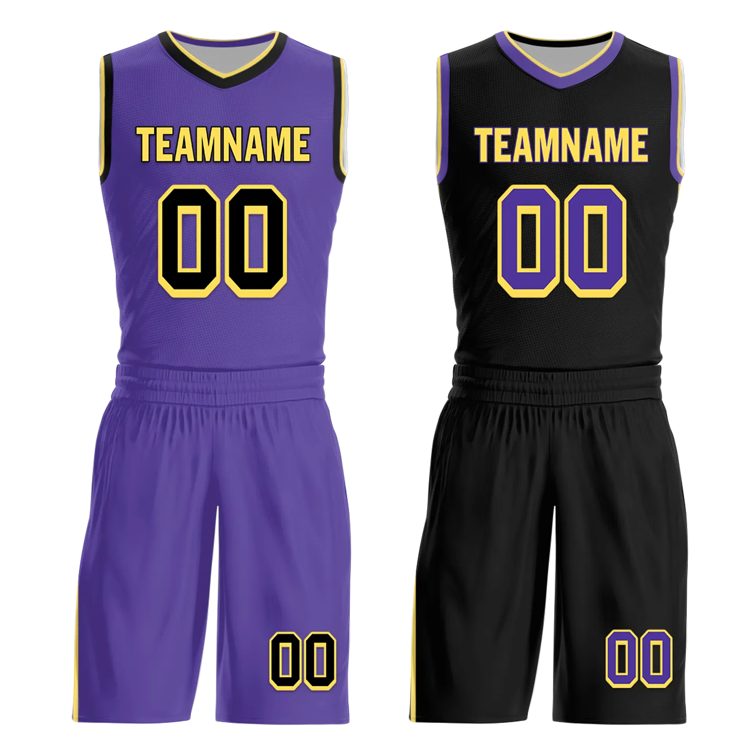 Custom Purple Black Classic Style Reversible Basketball Uniform Personalized BBJR-D017033