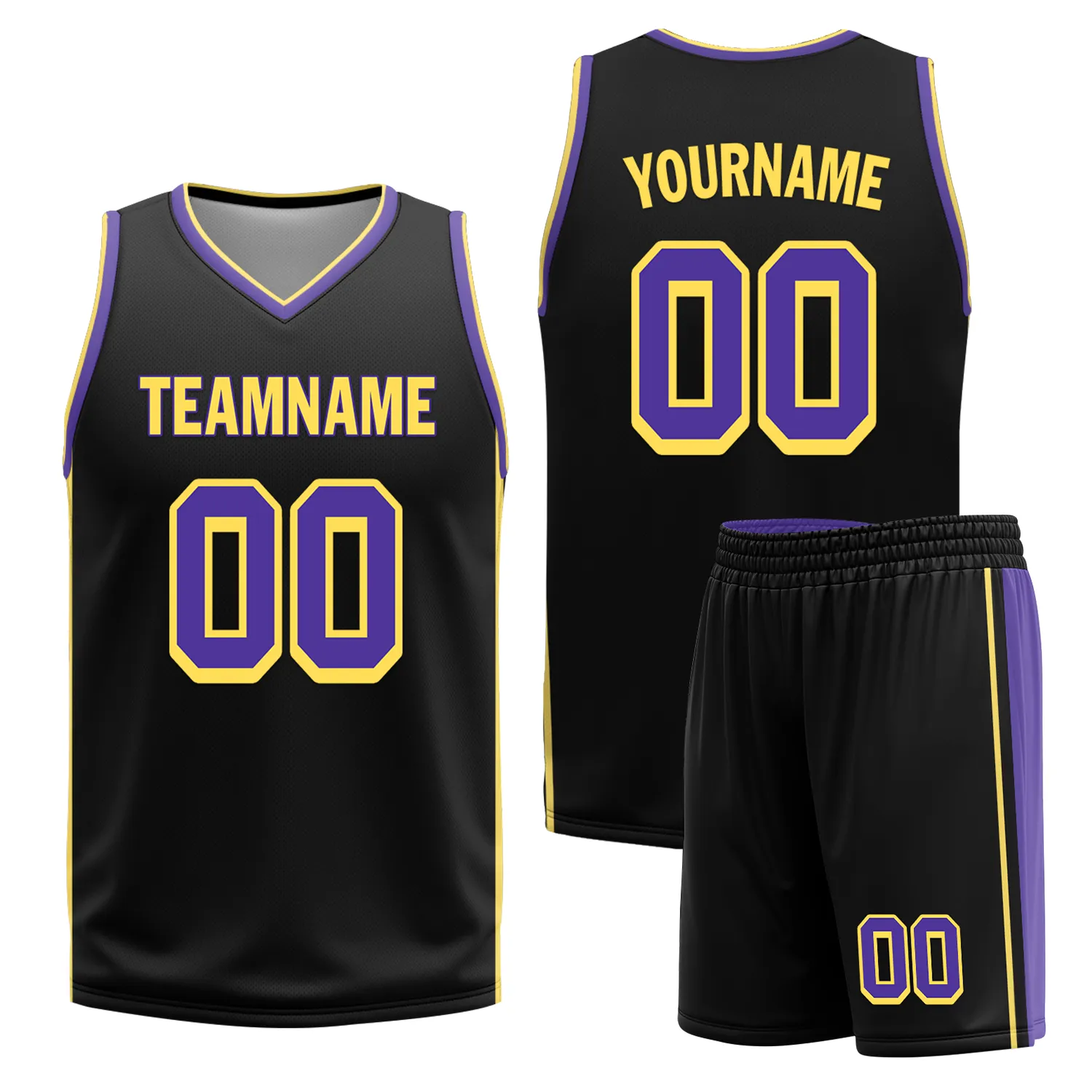 Custom Purple Black Classic Style Reversible Basketball Uniform Personalized BBJR-D017033