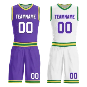 Custom Purple White Classic Style Reversible Basketball Uniform Personalized Ordinary BBJR-D017047