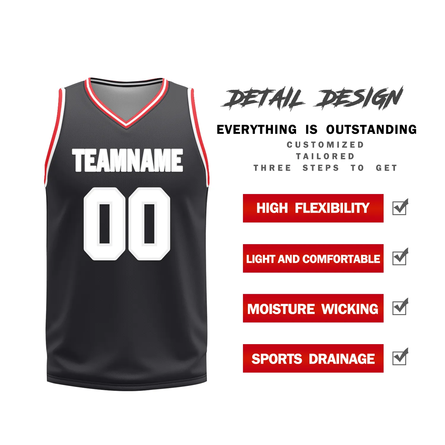 Custom Red Black Classic Style Reversible Basketball Uniform Personalized BBJR-D017025