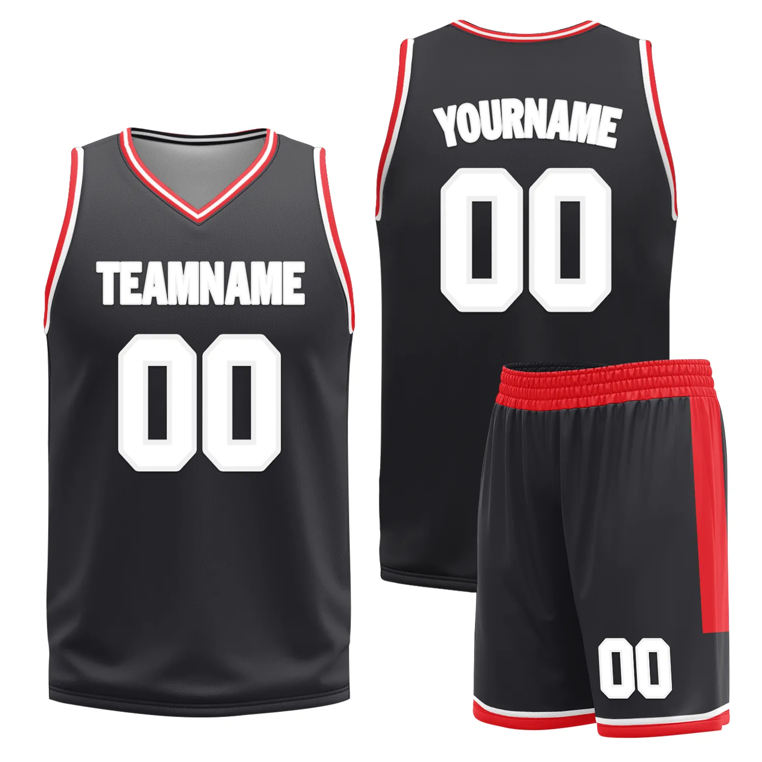 Custom Red Black Classic Style Reversible Basketball Uniform Personalized BBJR-D017025