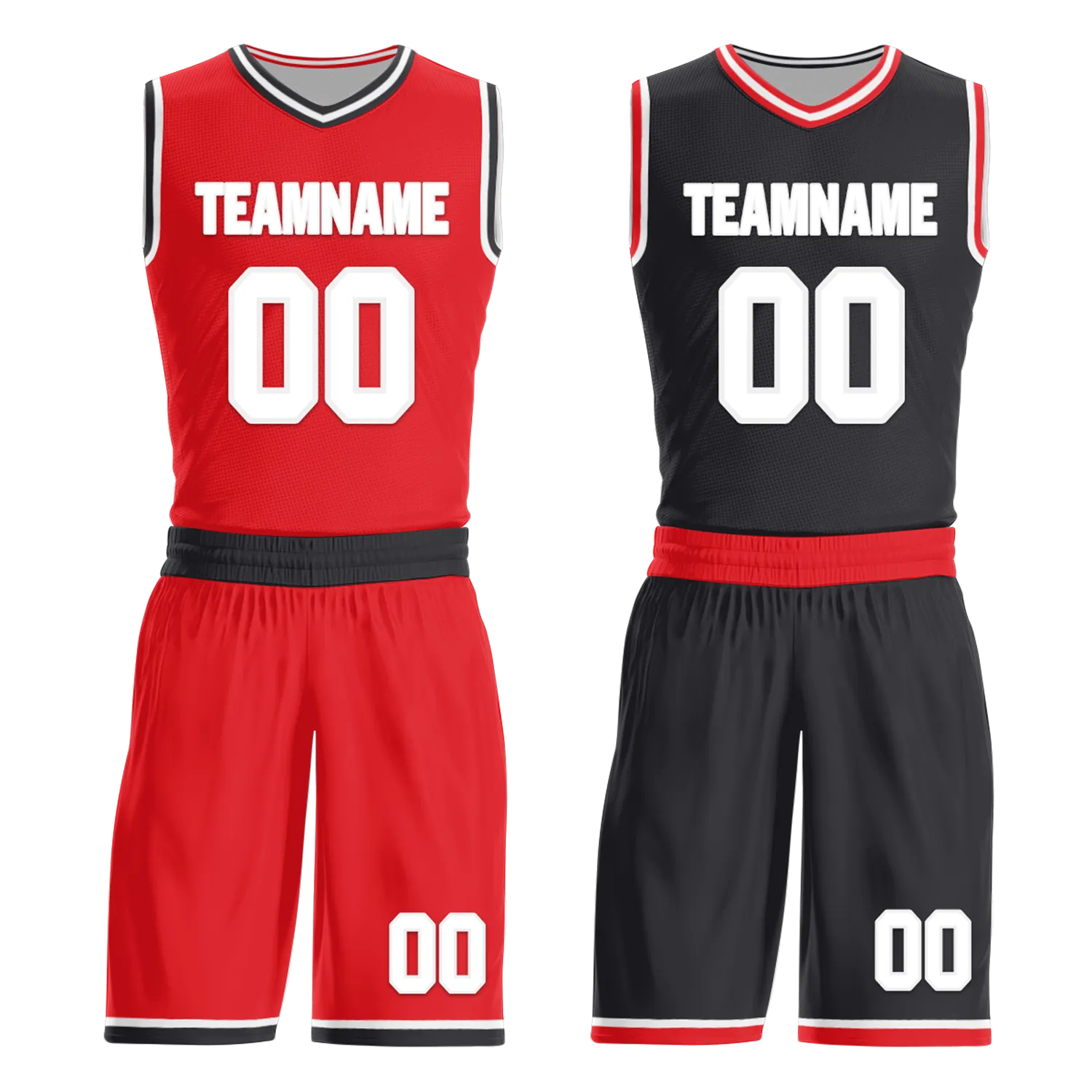 Custom Red Black Classic Style Reversible Basketball Uniform Personalized BBJR-D017025