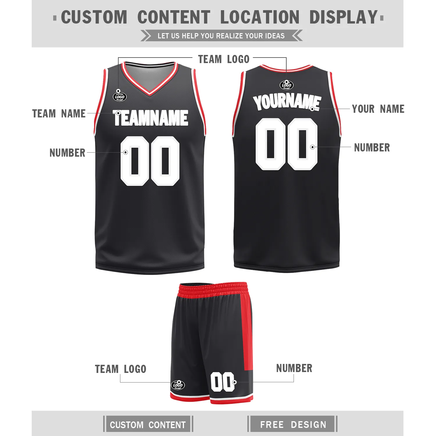 Custom Red Black Classic Style Reversible Basketball Uniform Personalized BBJR-D017025