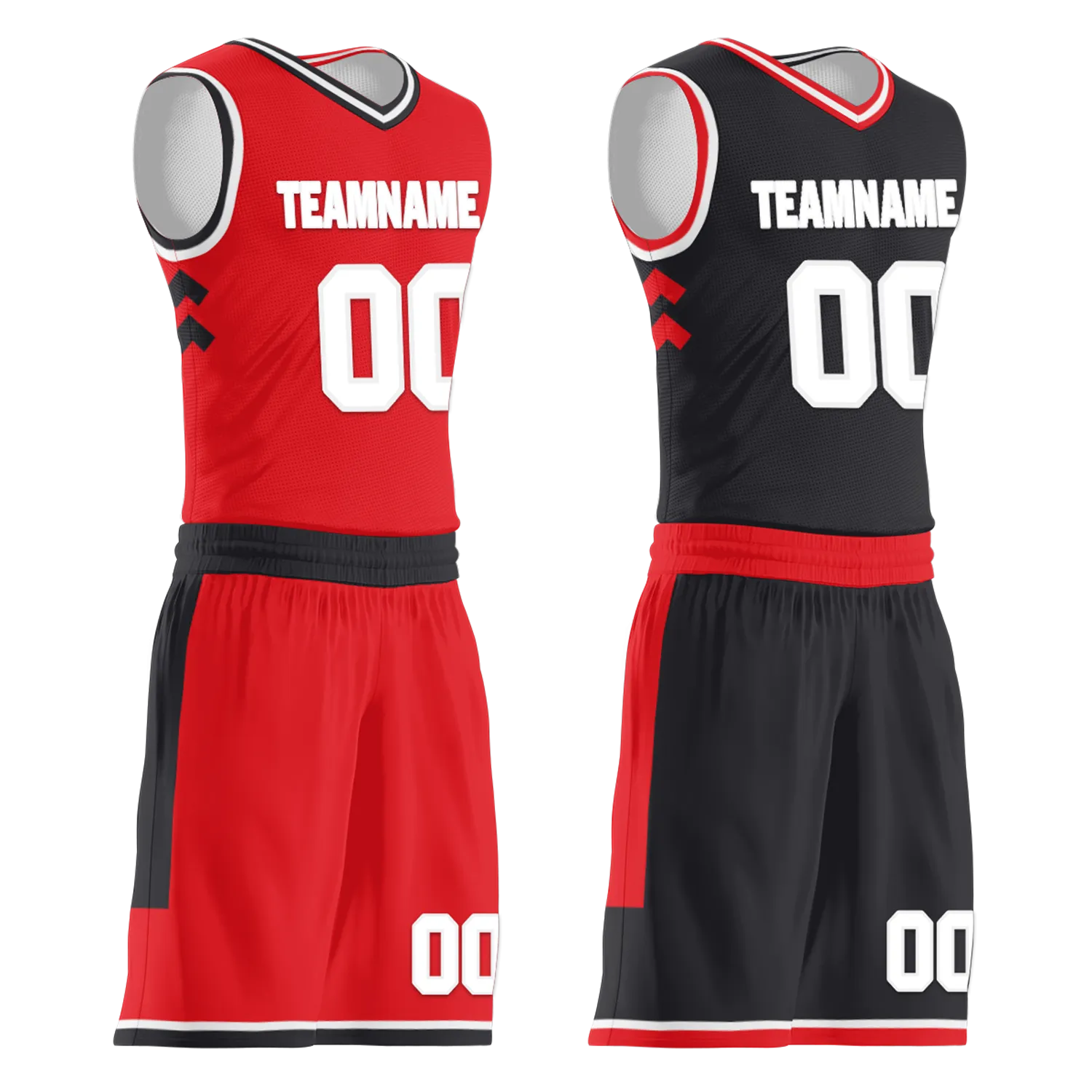 Custom Red Black Classic Style Reversible Basketball Uniform Personalized BBJR-D017025