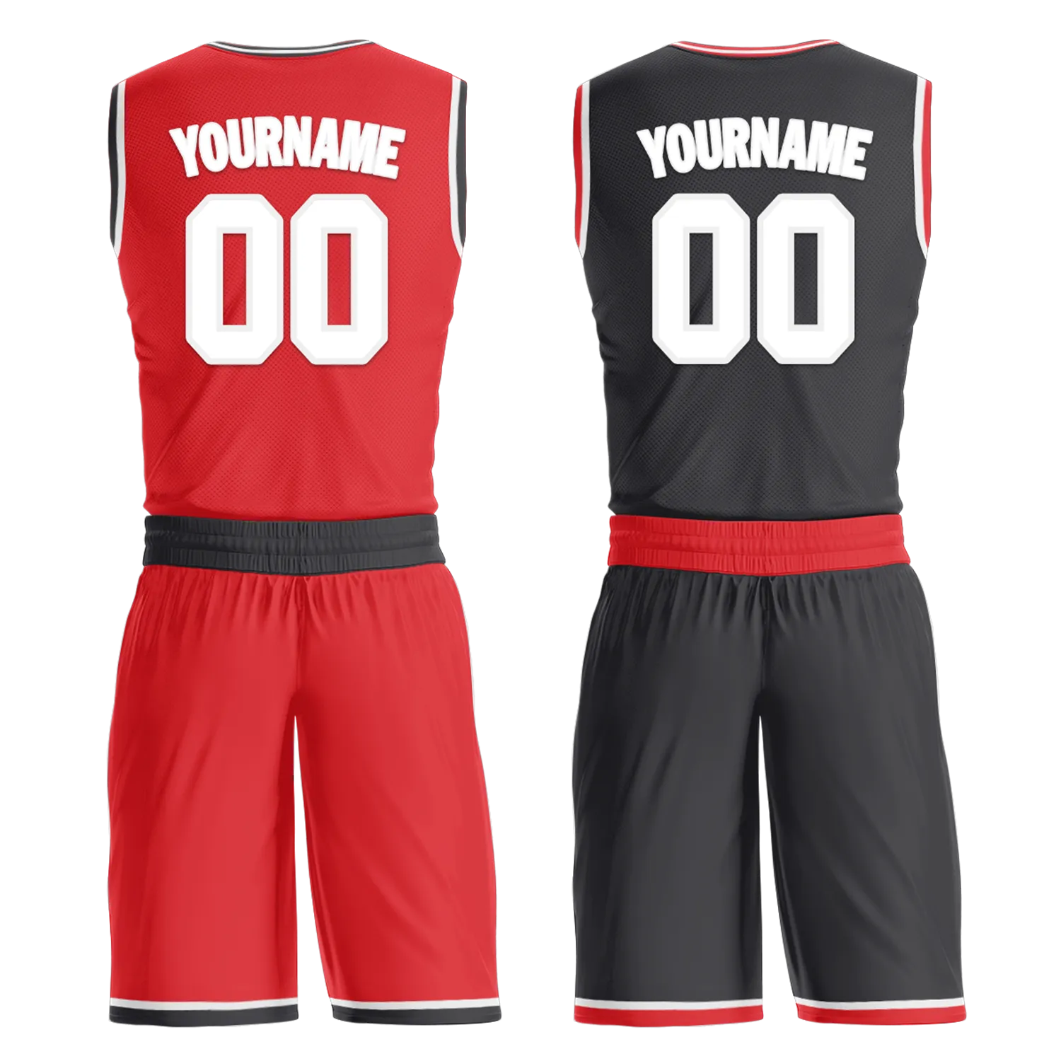 Custom Red Black Classic Style Reversible Basketball Uniform Personalized BBJR-D017025