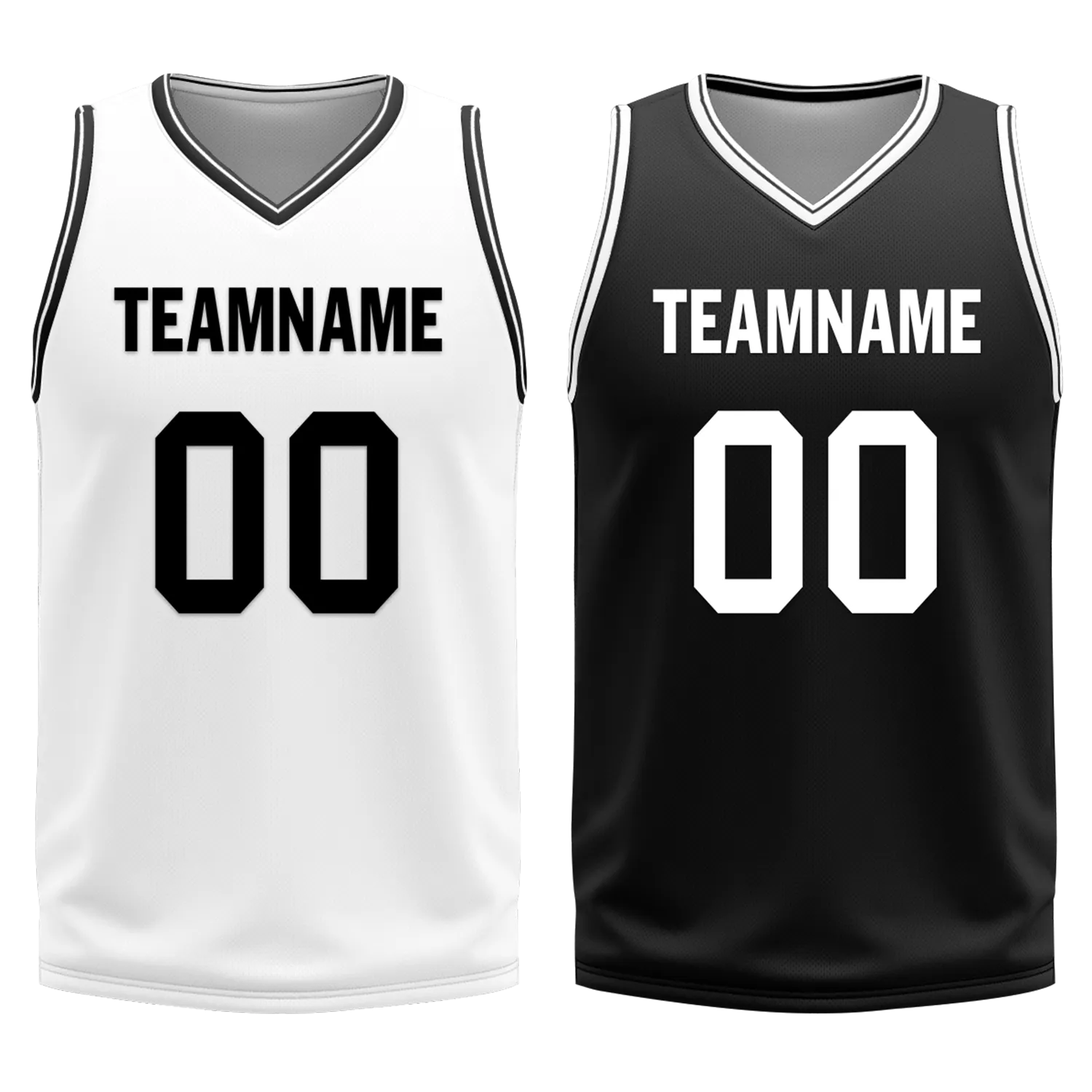 Custom White Black Classic Style Reversible Basketball Uniform Personalized COOLMAX BBJR-D017008