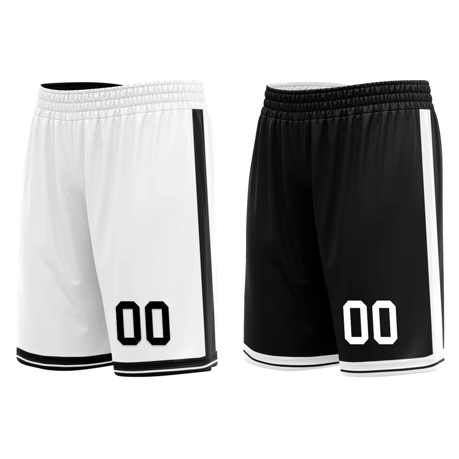 Custom White Black Classic Style Reversible Basketball Uniform Personalized COOLMAX BBJR-D017008