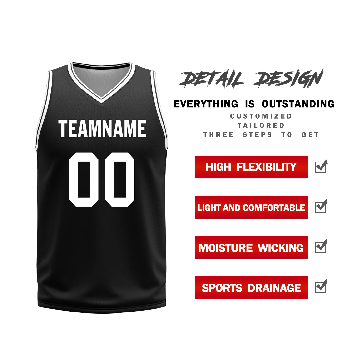 Custom White Black Classic Style Reversible Basketball Uniform Personalized COOLMAX BBJR-D017008