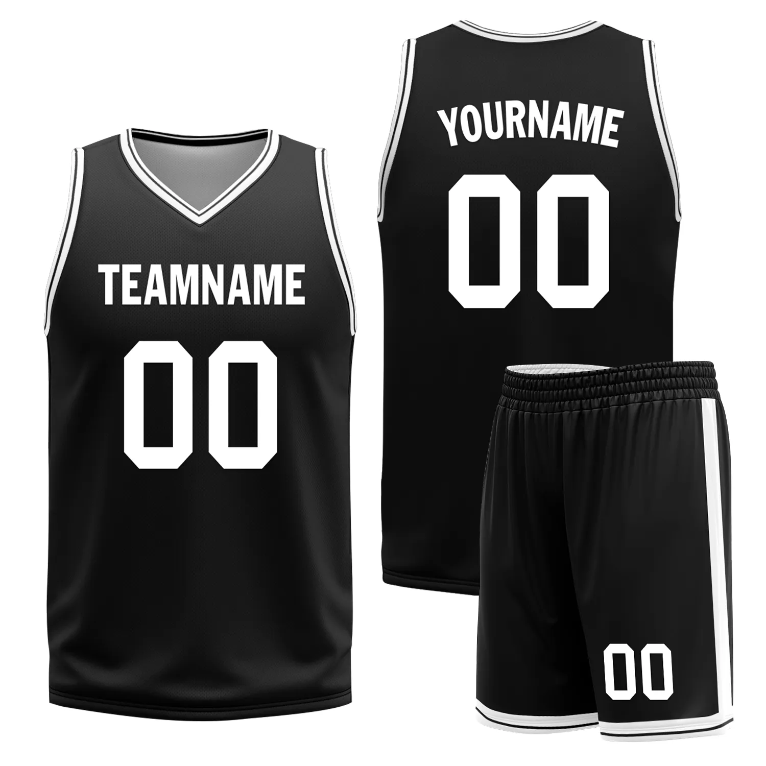Custom White Black Classic Style Reversible Basketball Uniform Personalized COOLMAX BBJR-D017008