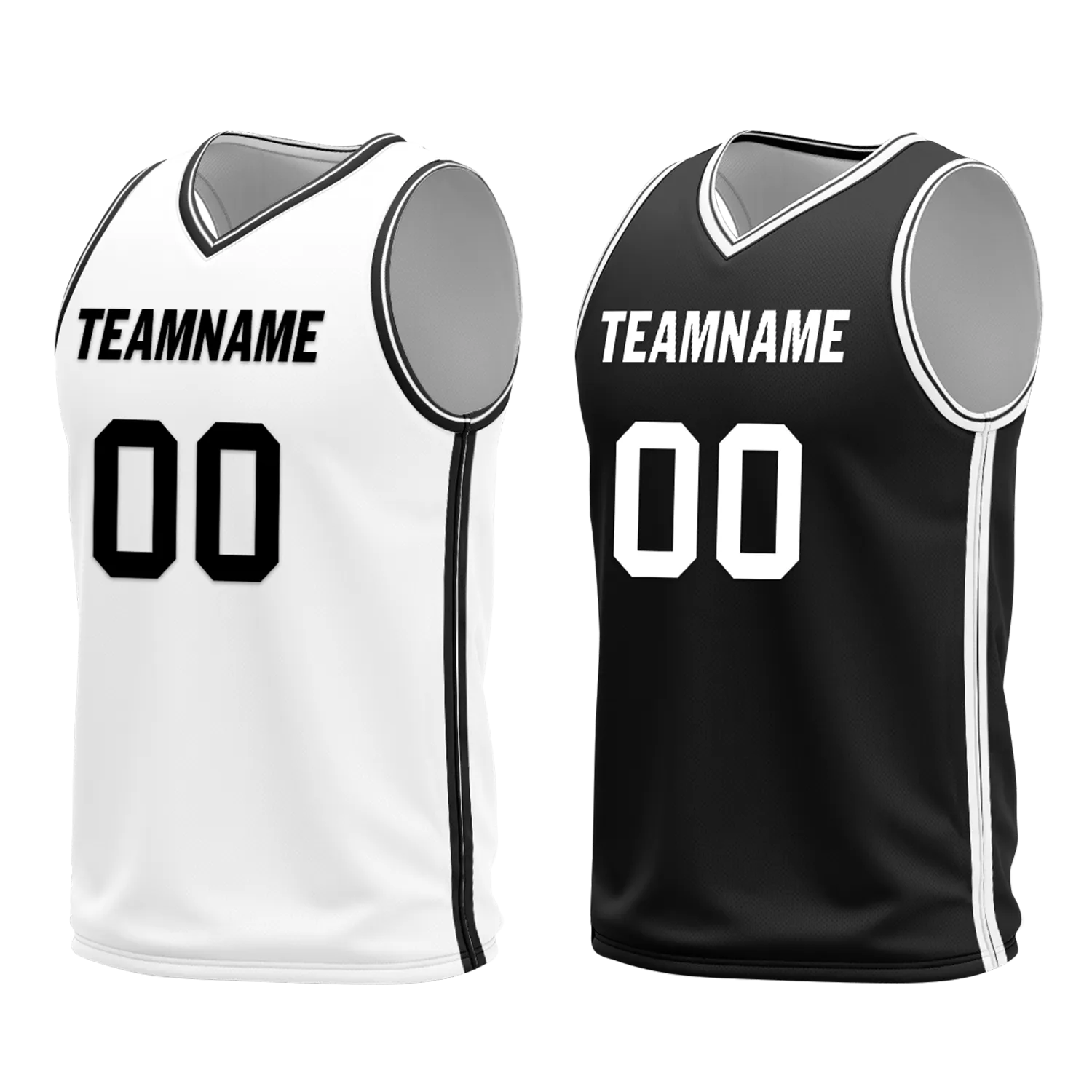 Custom White Black Classic Style Reversible Basketball Uniform Personalized COOLMAX BBJR-D017008