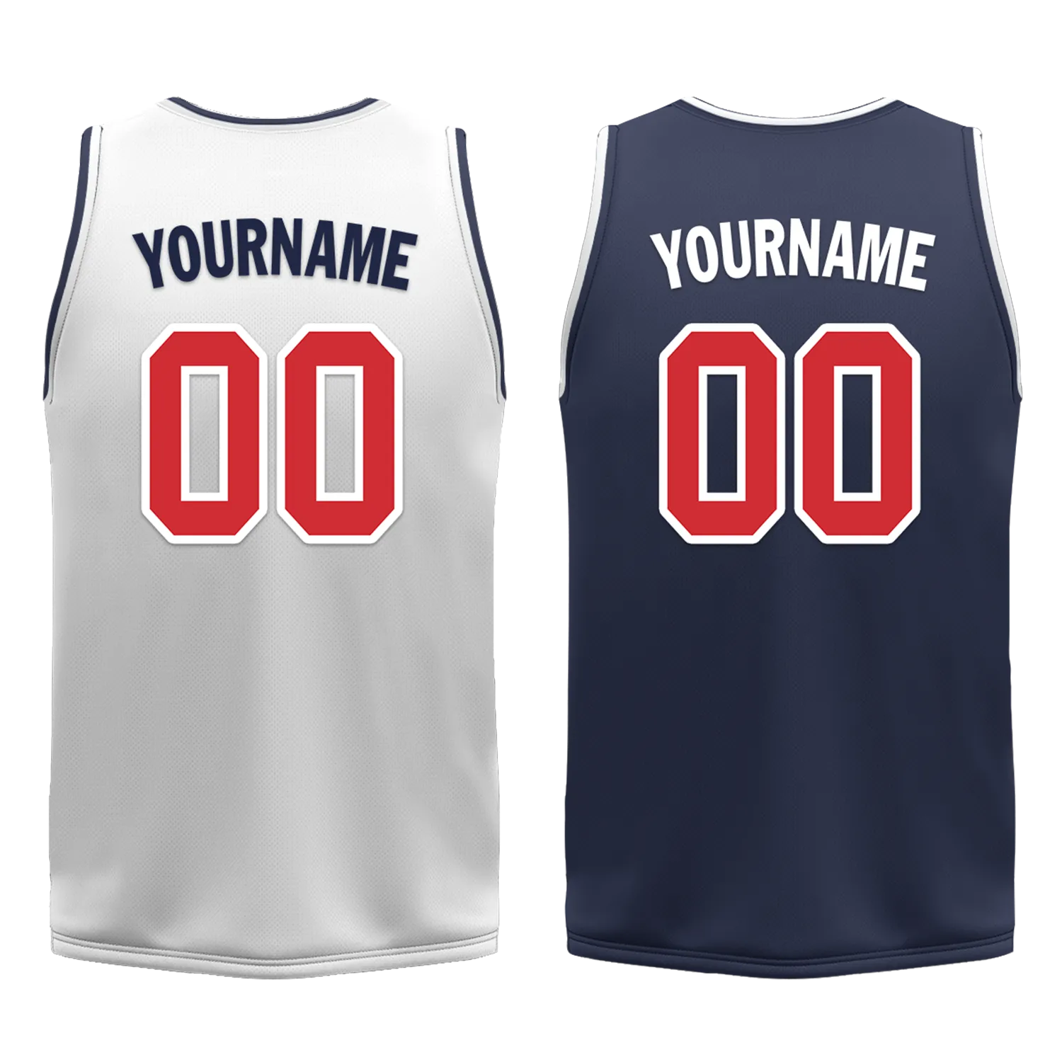 Custom White Blue Classic Style Reversible Basketball Uniform Personalized COOLMAX BBJR-D017023