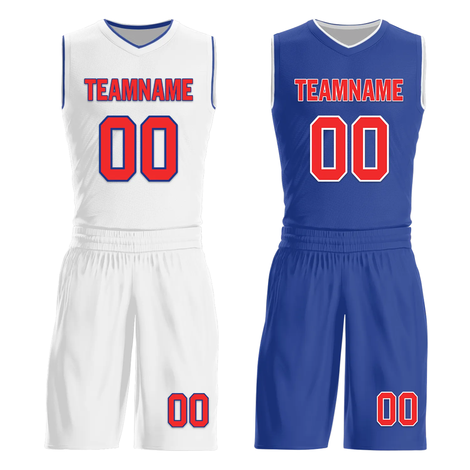 Custom White Blue Classic Style Reversible Basketball Uniform Personalized Ordinary BBJR-D017020