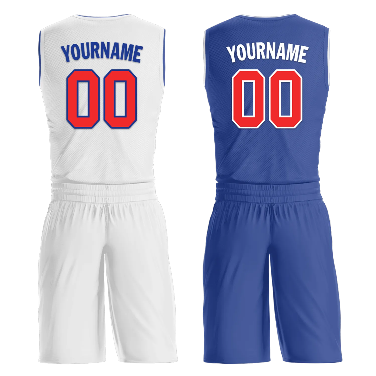 Custom White Blue Classic Style Reversible Basketball Uniform Personalized Ordinary BBJR-D017020