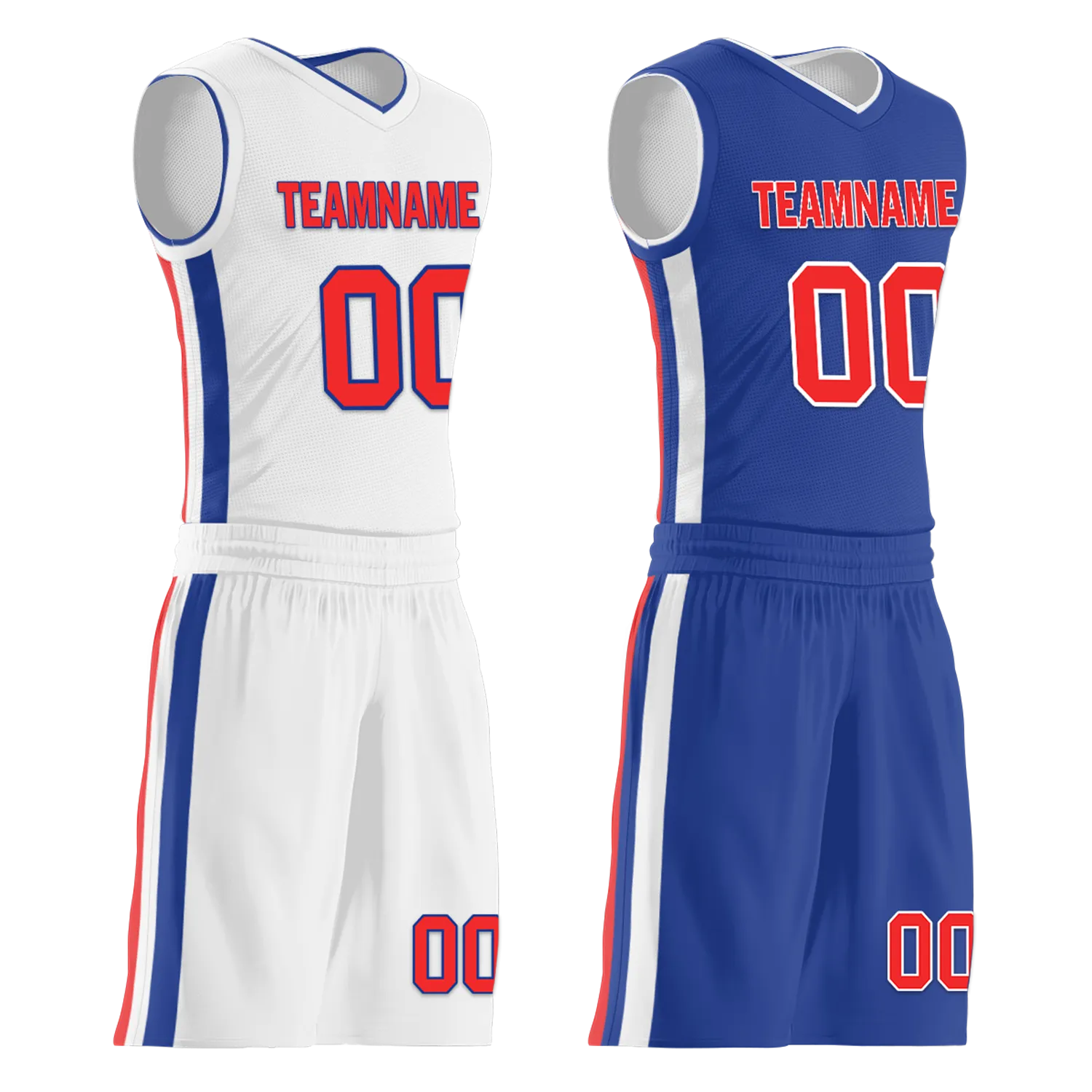 Custom White Blue Classic Style Reversible Basketball Uniform Personalized Ordinary BBJR-D017020