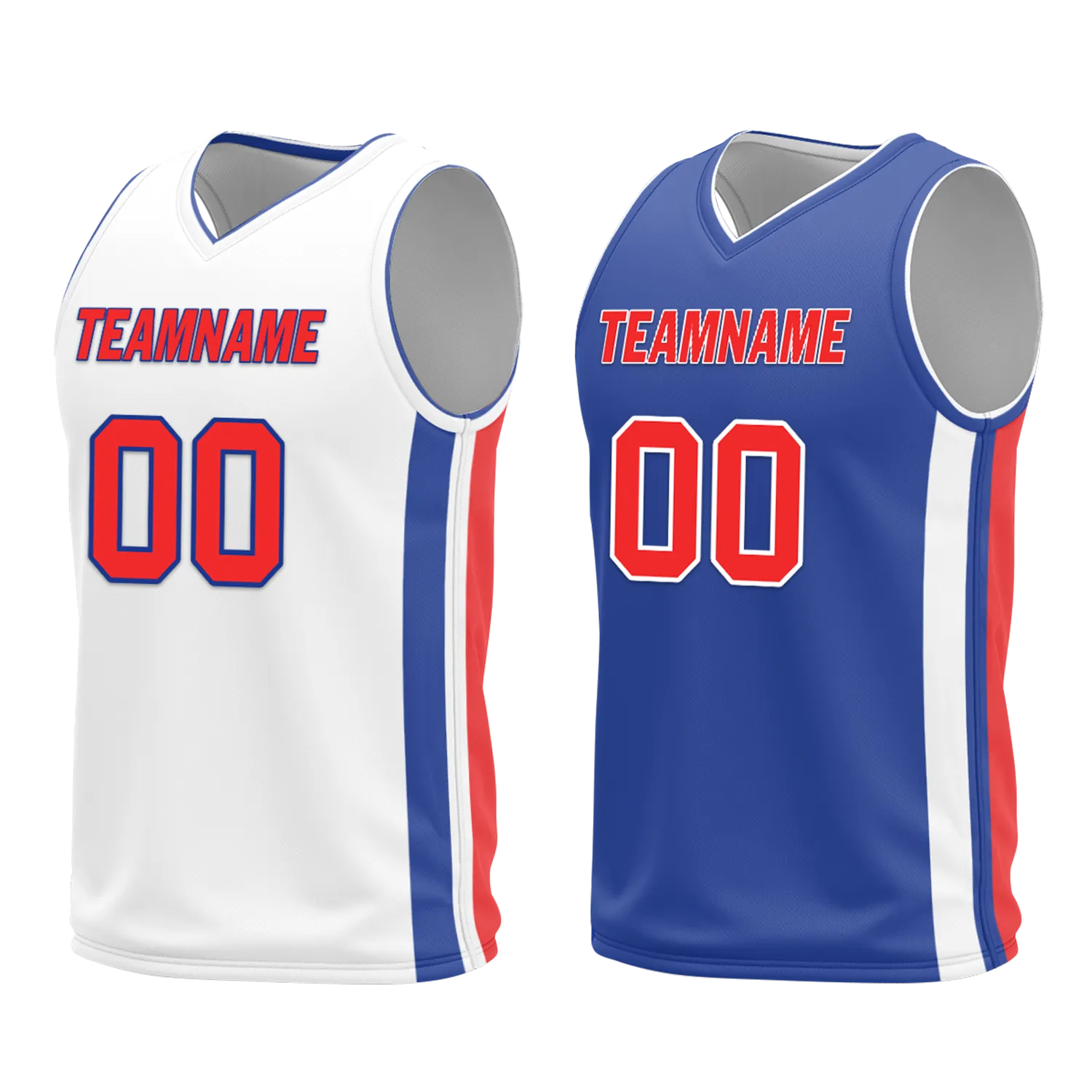 Custom White Blue Classic Style Reversible Basketball Uniform Personalized Ordinary BBJR-D017020