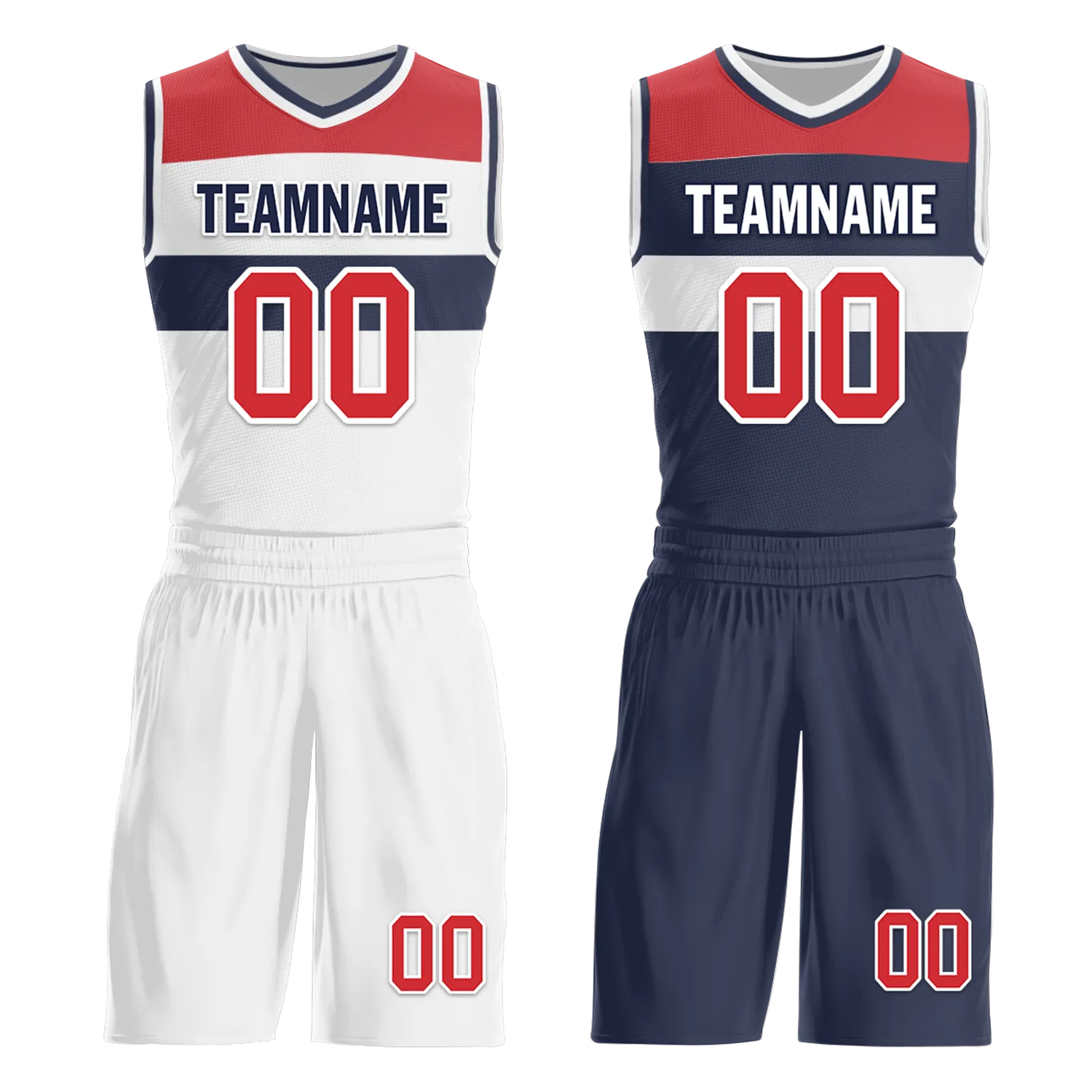 Custom White Blue Classic Style Reversible Basketball Uniform Personalized Ordinary BBJR-D017023