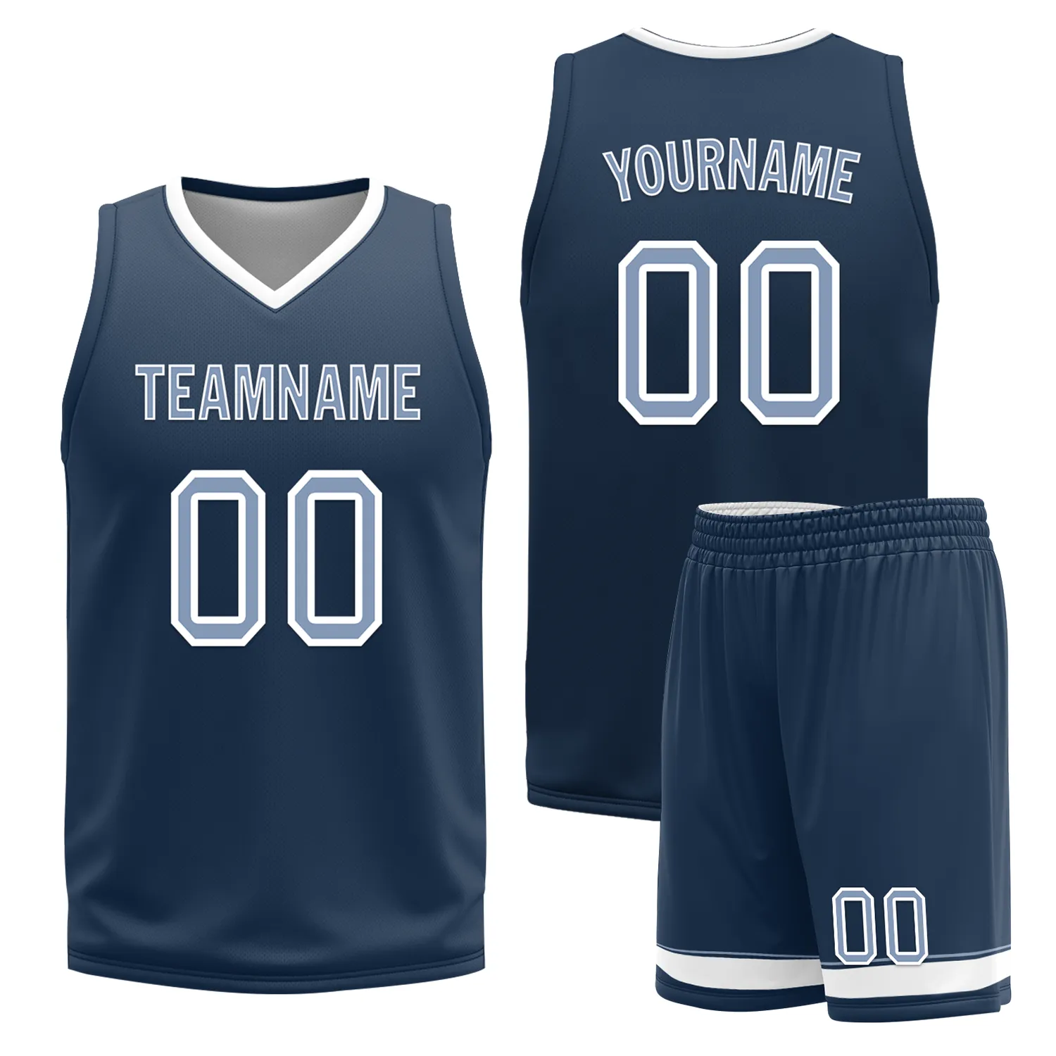 Custom White Blue Classic Style Reversible Basketball Uniform Personalized Ordinary BBJR-D017043