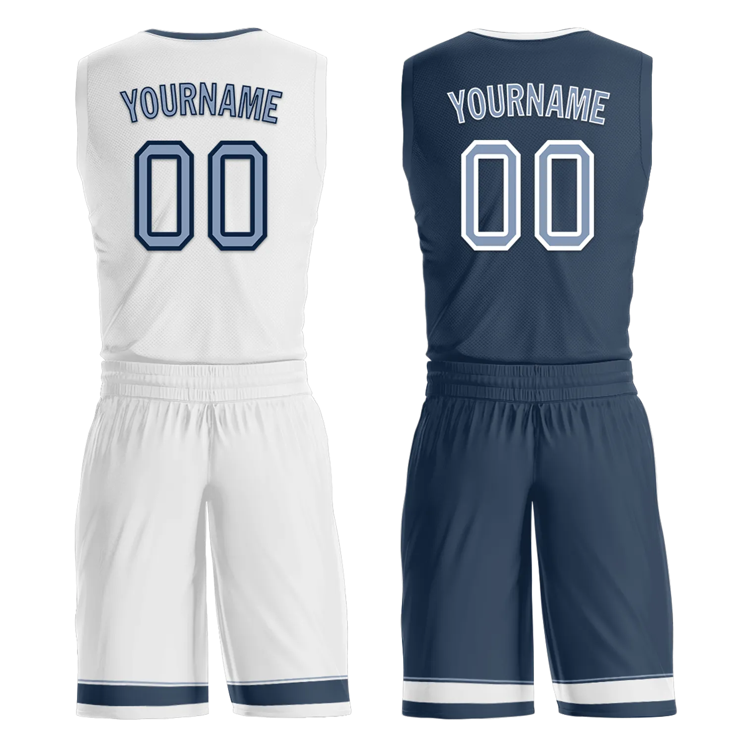 Custom White Blue Classic Style Reversible Basketball Uniform Personalized Ordinary BBJR-D017043