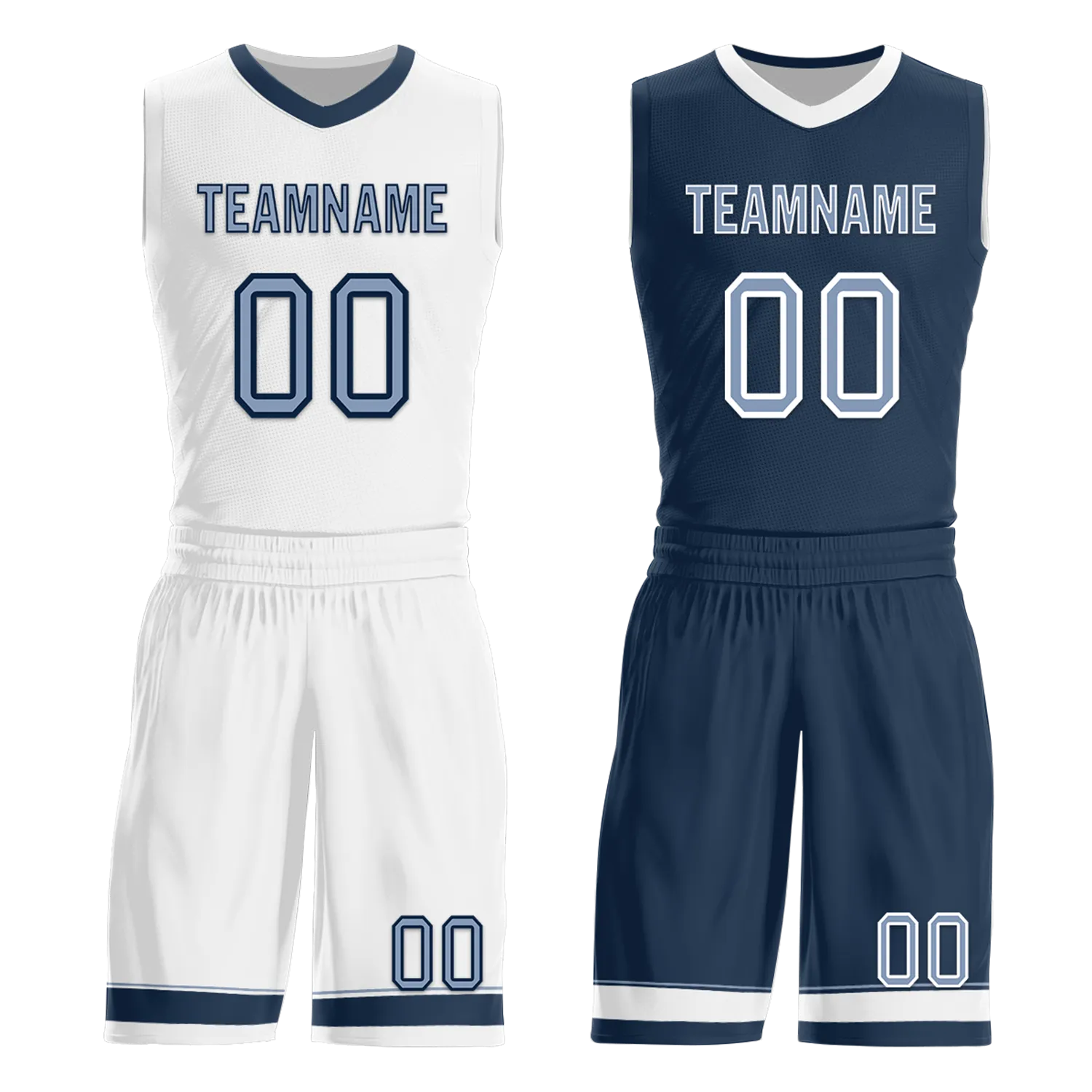 Custom White Blue Classic Style Reversible Basketball Uniform Personalized Ordinary BBJR-D017043