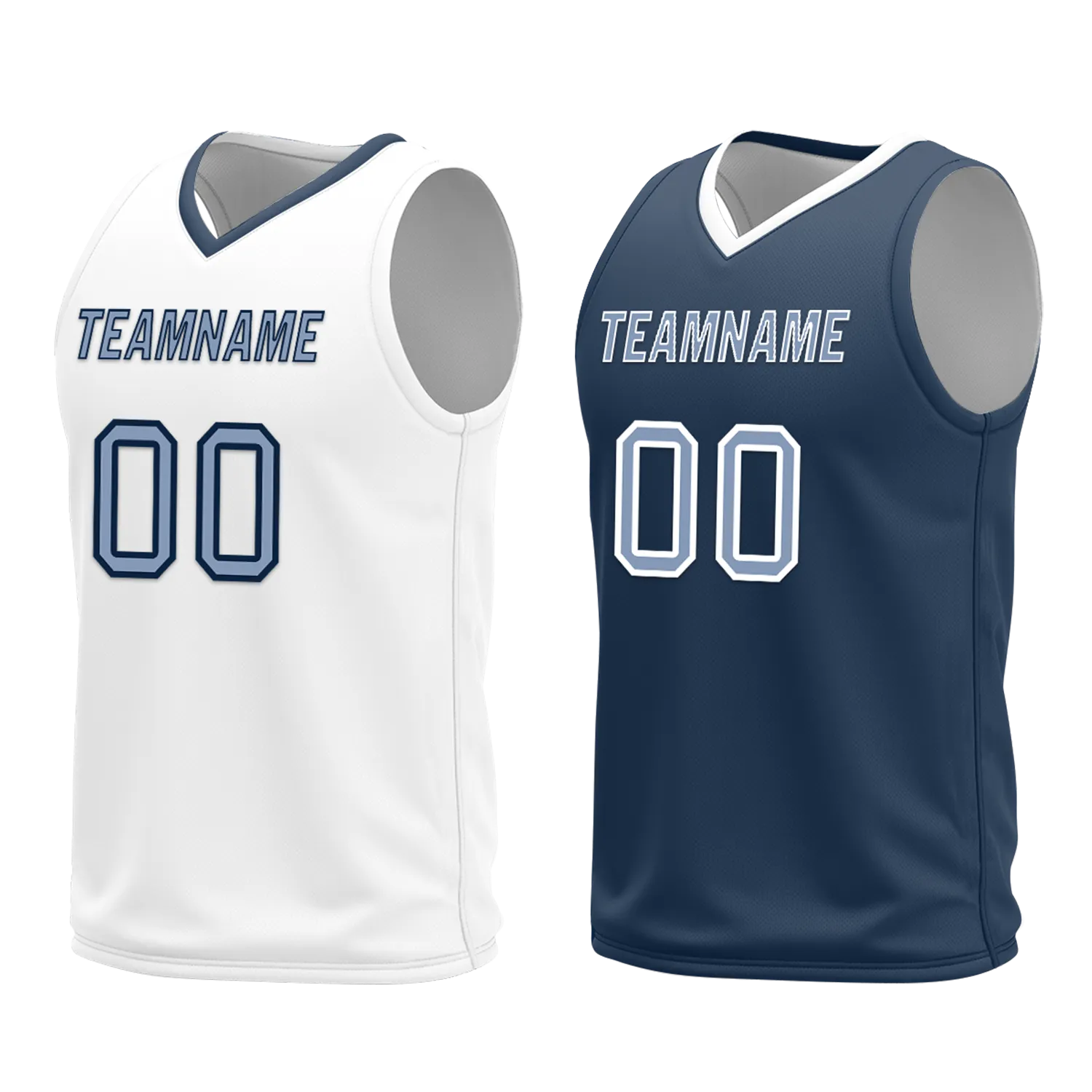 Custom White Blue Classic Style Reversible Basketball Uniform Personalized Ordinary BBJR-D017043