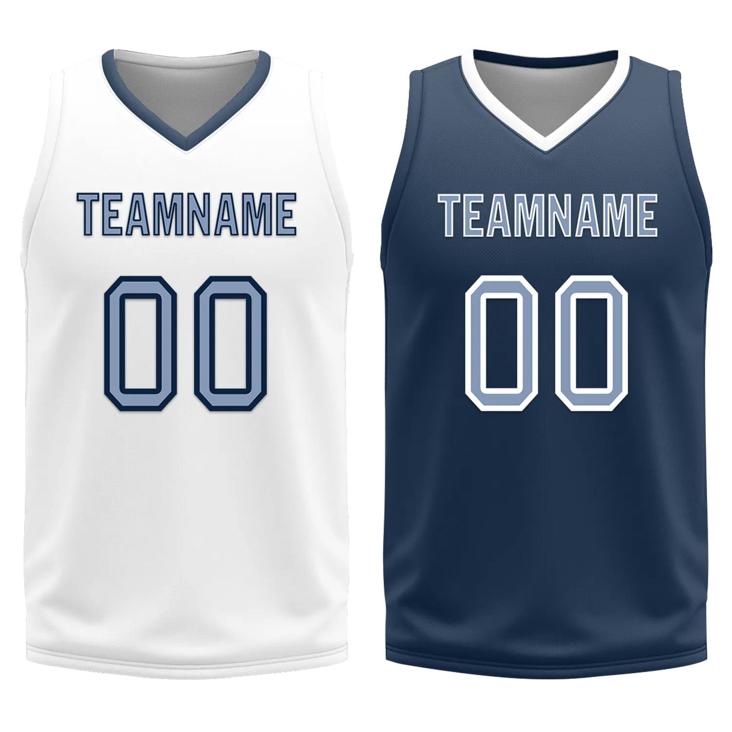 Custom White Blue Classic Style Reversible Basketball Uniform Personalized Ordinary BBJR-D017043