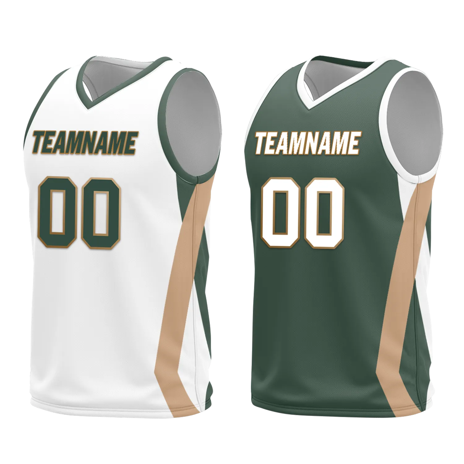 Custom White Green Classic Style Reversible Basketball Uniform Personalized BBJR-D017002