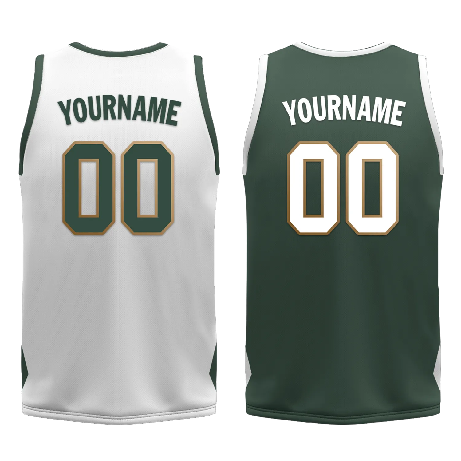 Custom White Green Classic Style Reversible Basketball Uniform Personalized BBJR-D017002