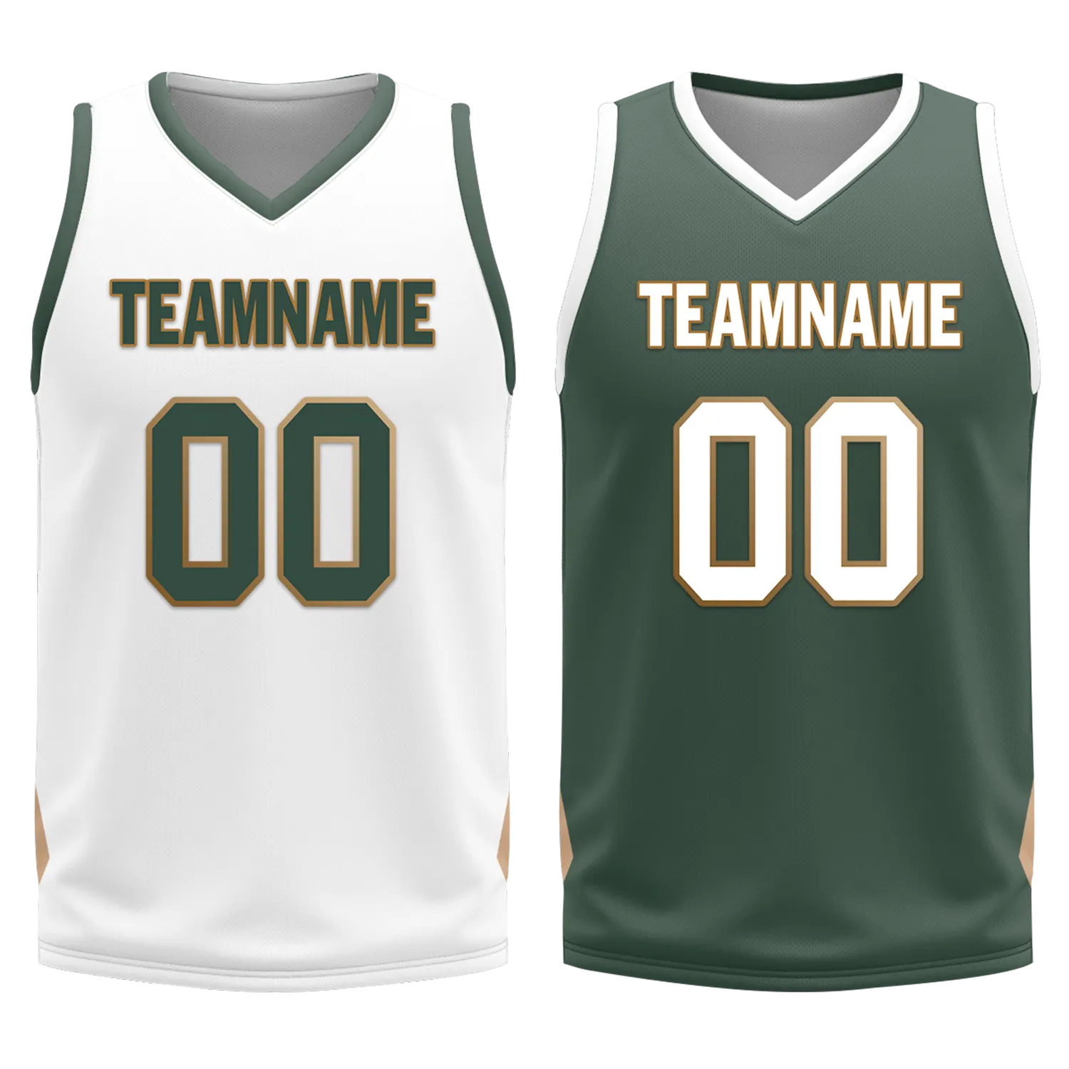 Custom White Green Classic Style Reversible Basketball Uniform Personalized BBJR-D017002