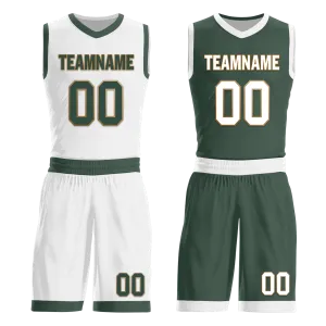 Custom White Green Classic Style Reversible Basketball Uniform Personalized BBJR-D017002