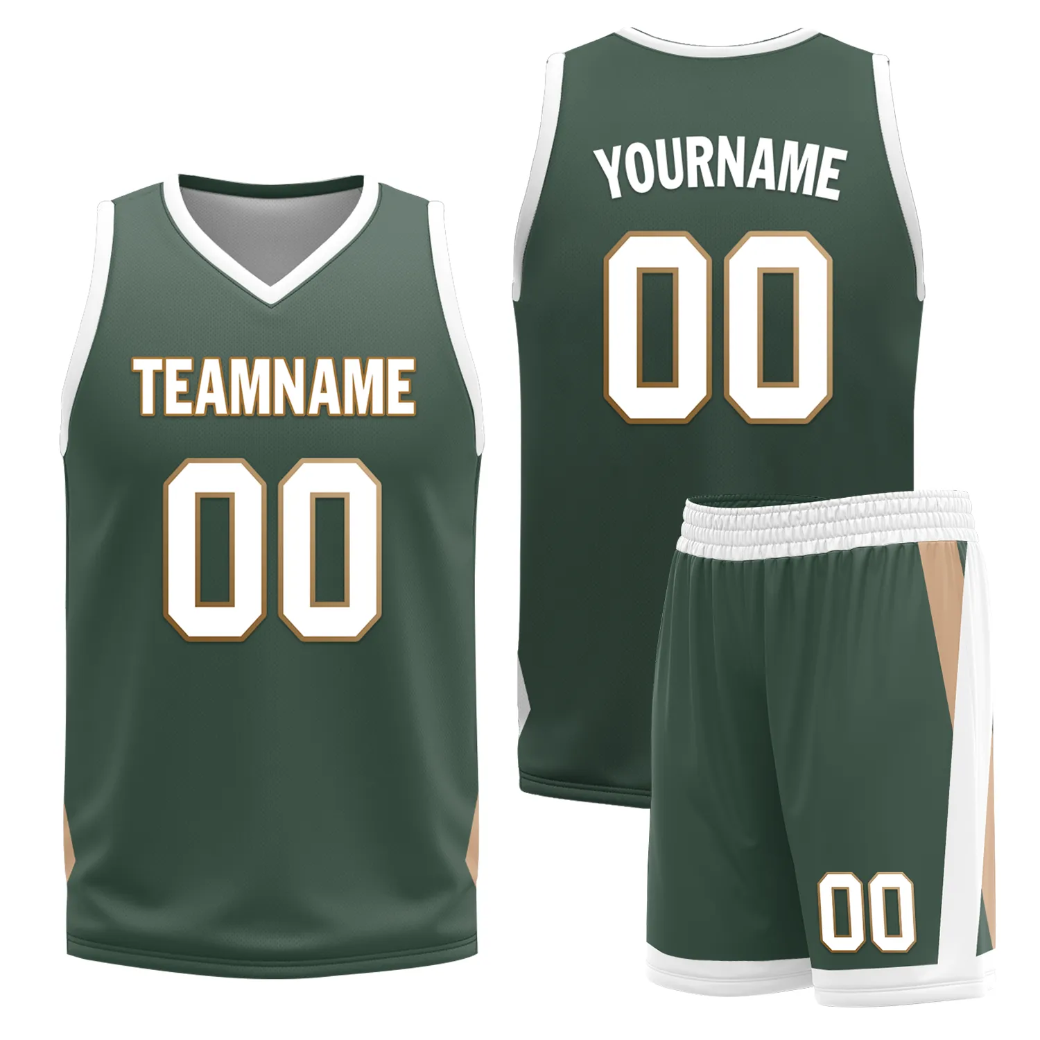 Custom White Green Classic Style Reversible Basketball Uniform Personalized BBJR-D017002