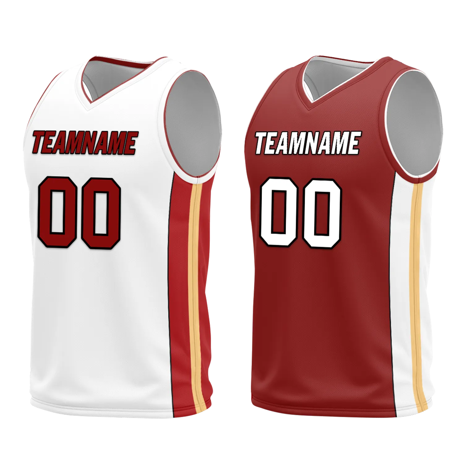 Custom White Red Classic Style Reversible Basketball Uniform Personalized BBJR-D017017