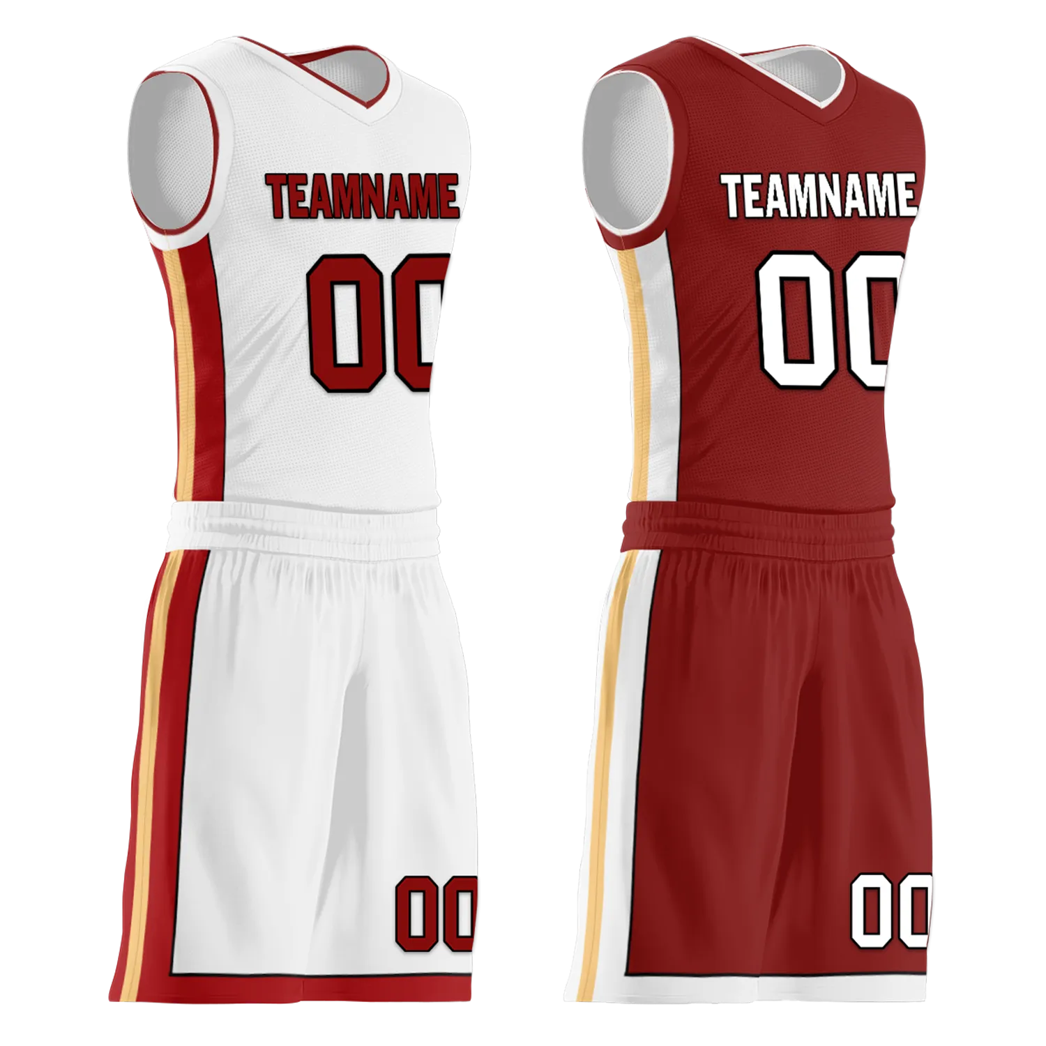 Custom White Red Classic Style Reversible Basketball Uniform Personalized Ordinary BBJR-D017017
