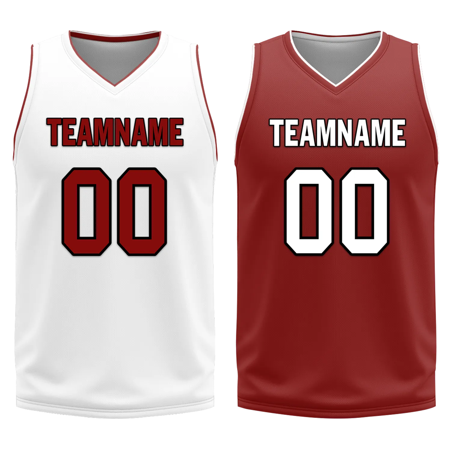 Custom White Red Classic Style Reversible Basketball Uniform Personalized Ordinary BBJR-D017017