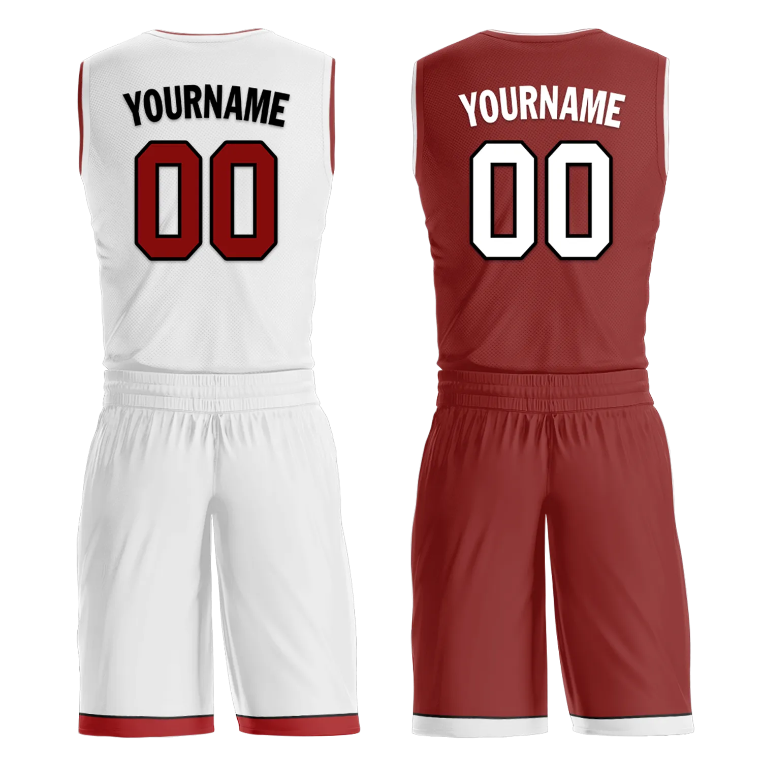 Custom White Red Classic Style Reversible Basketball Uniform Personalized Ordinary BBJR-D017017
