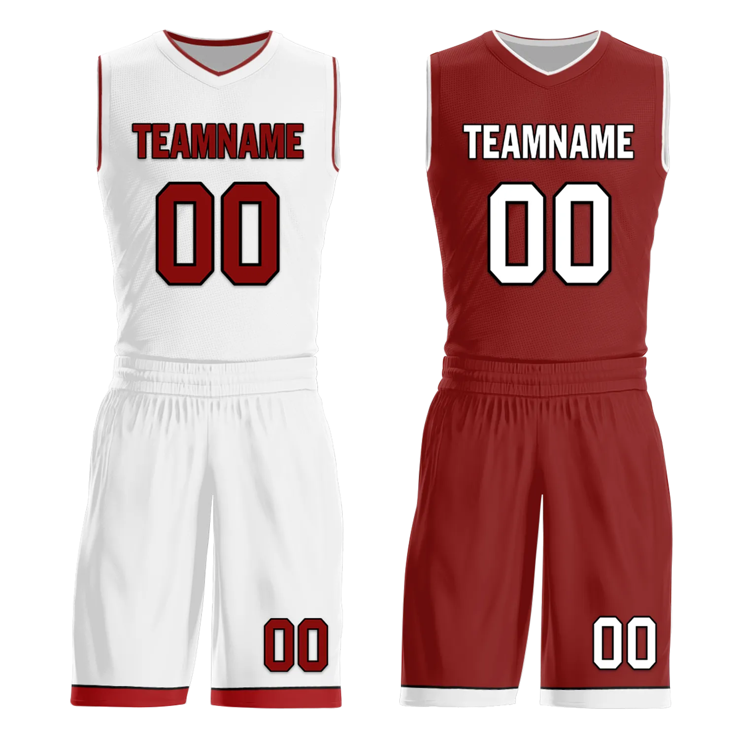 Custom White Red Classic Style Reversible Basketball Uniform Personalized Ordinary BBJR-D017017