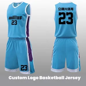 Customized Logo Blue Basketball Jerseys in Kids Sizes
