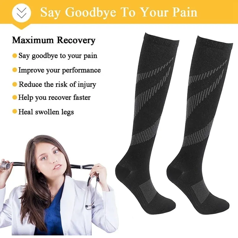 Cuzcare Unisex Socks Pain Fatigue Relief Breathable Durable Non Slip Medical Compression Socks