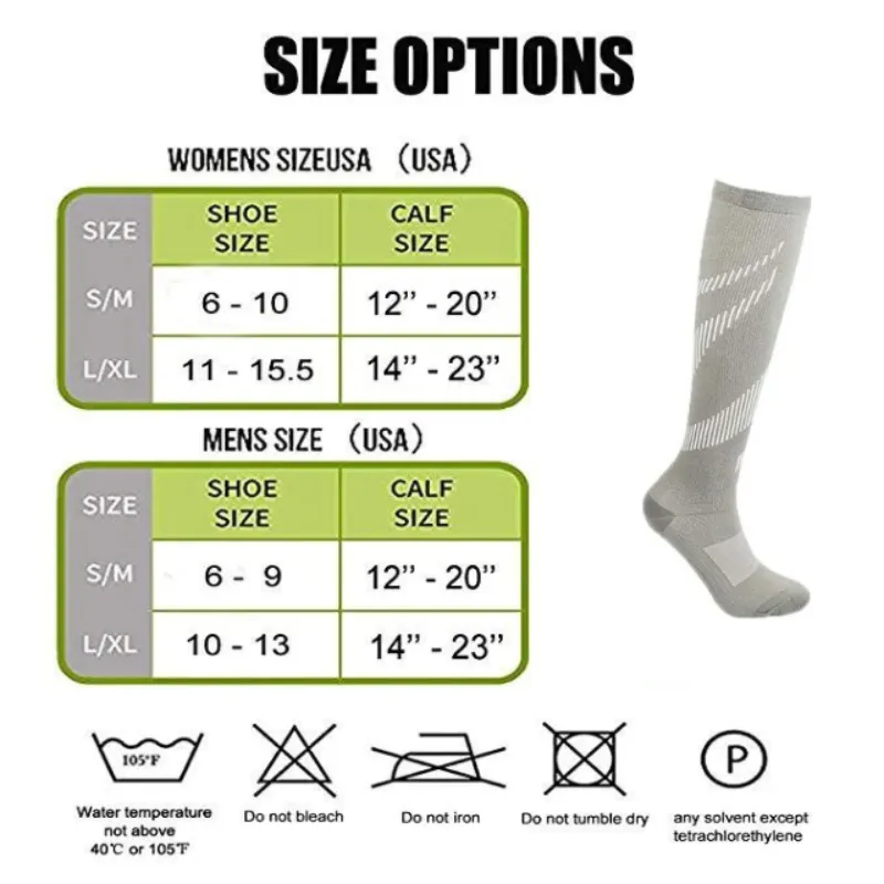 Cuzcare Unisex Socks Pain Fatigue Relief Breathable Durable Non Slip Medical Compression Socks