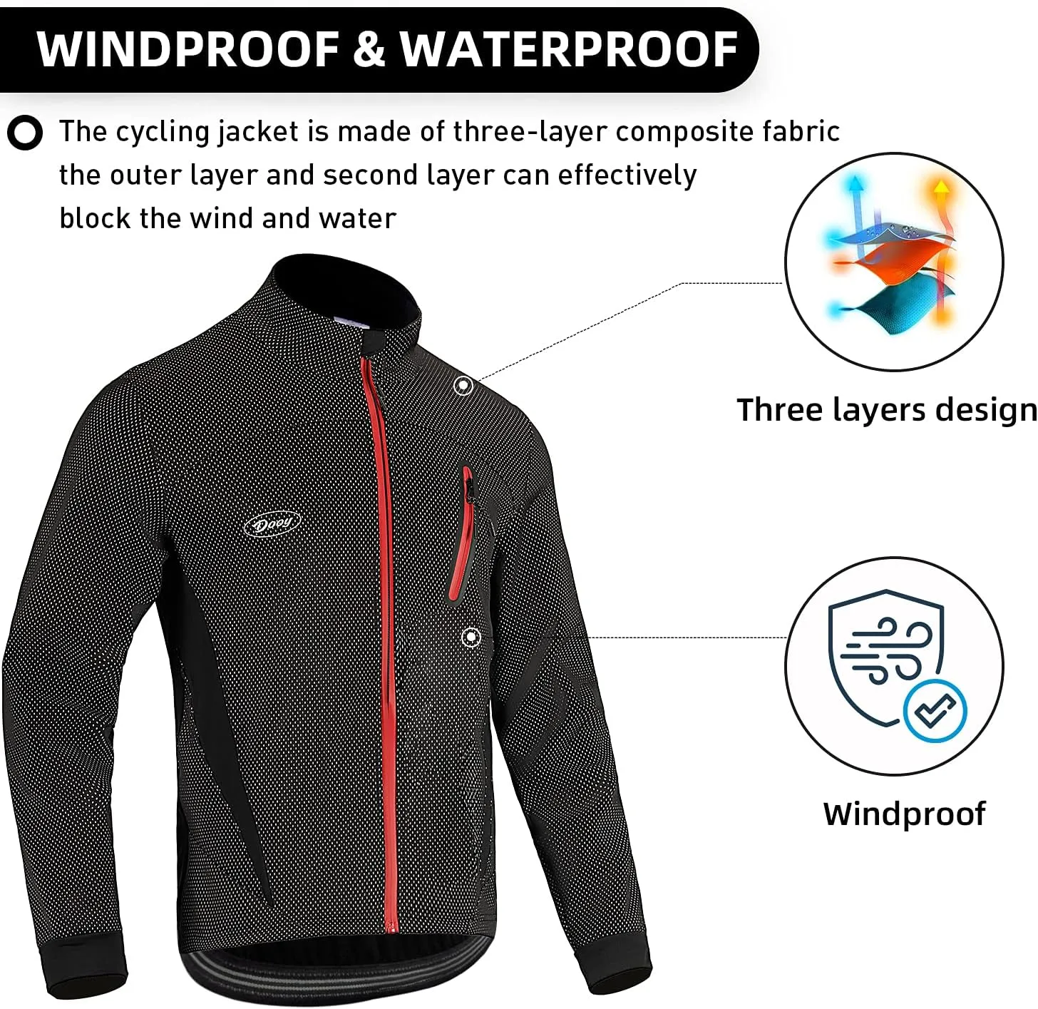 Cycling Bike Jacket for Men, Fleece Thermal Running Coat Windproof Breathable Mountain Biking Softshell Jacket