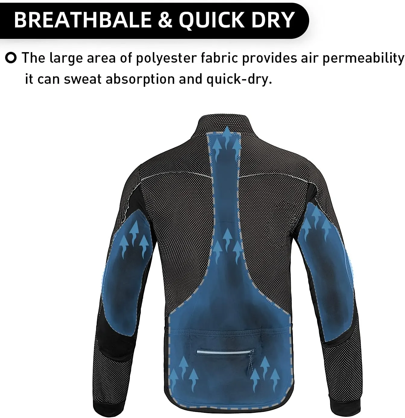 Cycling Bike Jacket for Men, Fleece Thermal Running Coat Windproof Breathable Mountain Biking Softshell Jacket