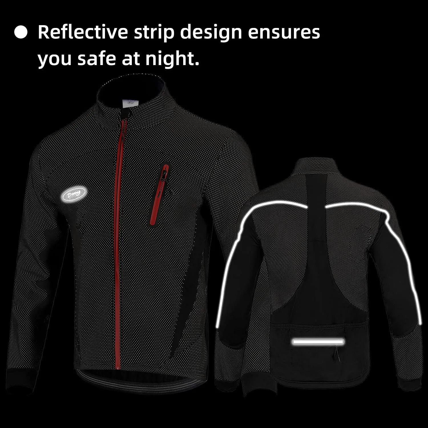 Cycling Bike Jacket for Men, Fleece Thermal Running Coat Windproof Breathable Mountain Biking Softshell Jacket