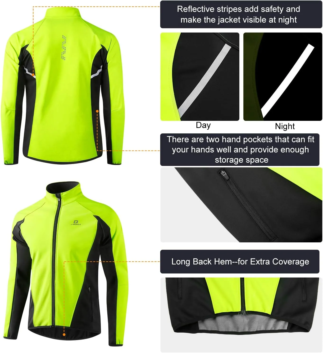 Cycling Bike Jackets for Men Winter Thermal Running Jacket Windproof Breathable Softshell Windbreaker