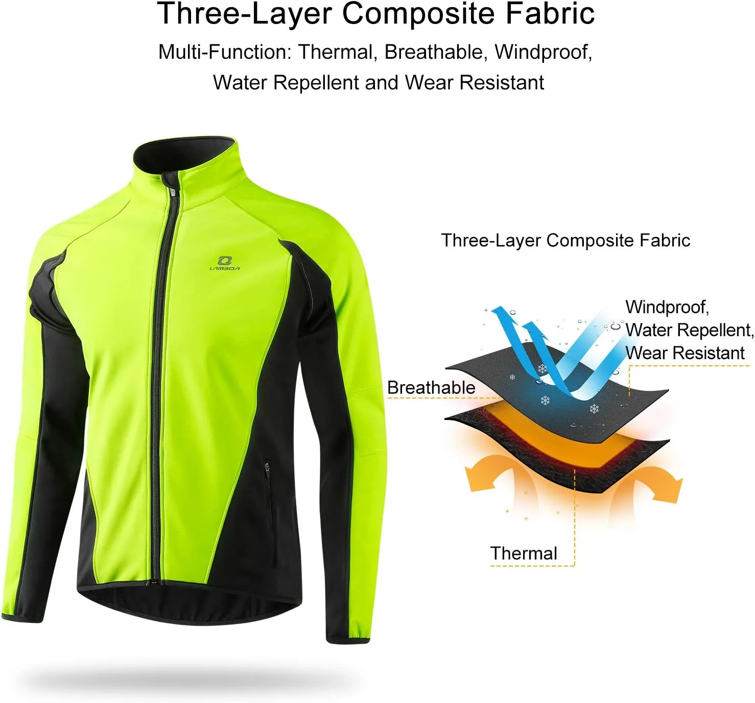 Cycling Bike Jackets for Men Winter Thermal Running Jacket Windproof Breathable Softshell Windbreaker