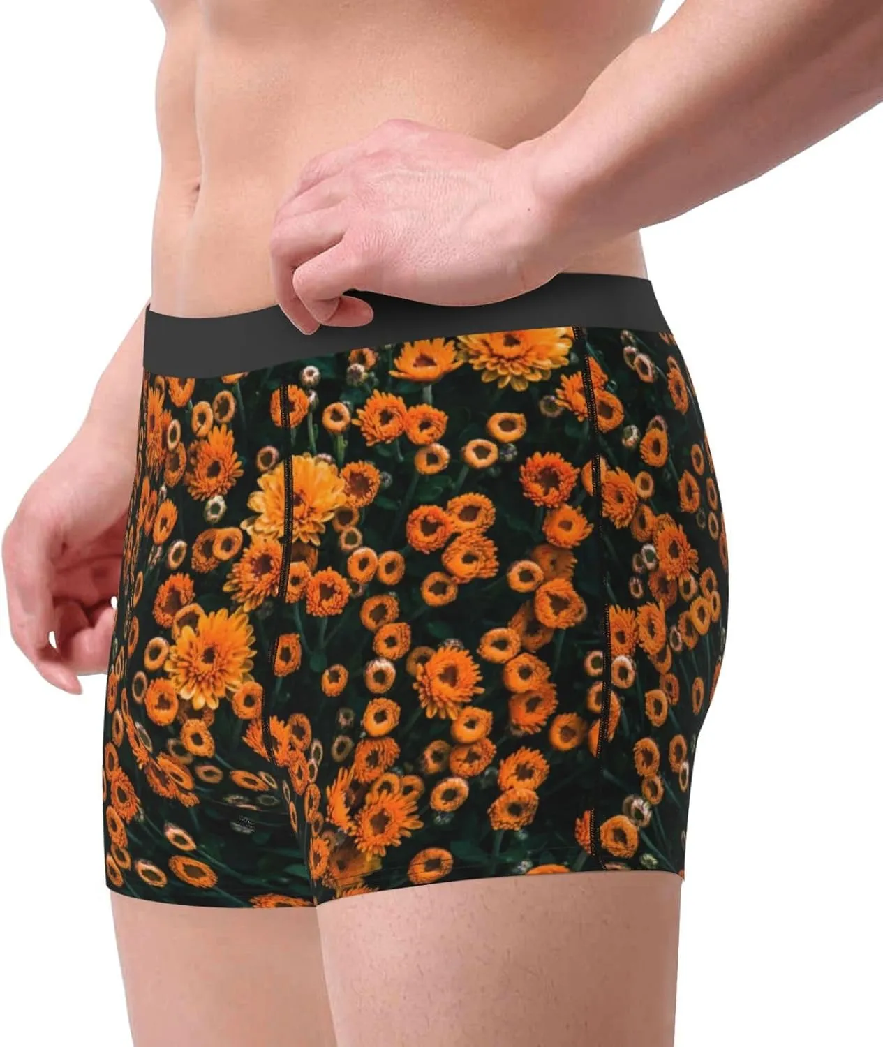 Daisies Print Boxer Briefs For Men Breathable Underwear-
